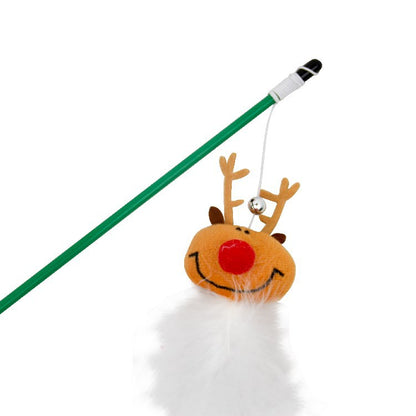 Plastic Old Man Reindeer Funny Cat Stick
