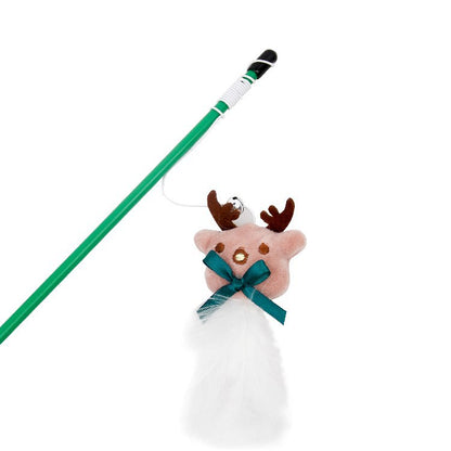 Plastic Old Man Reindeer Funny Cat Stick
