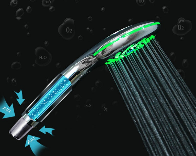 LED Digital Display Three-color Temperature Control Button Shower Set Nozzle