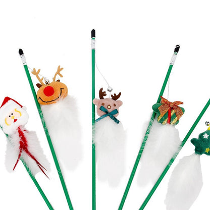 Plastic Old Man Reindeer Funny Cat Stick